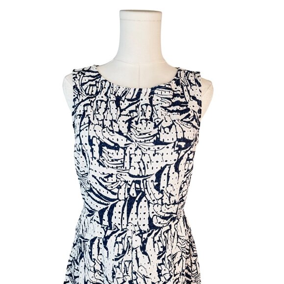 Taylor Size 6 Navy & White Abstract Print Sleeveless Dress - Picture 4 of 16